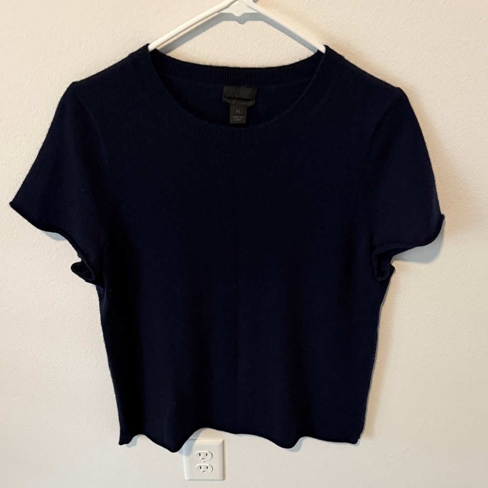 J. Crew Navy Short Sleeve Crewneck Cashmere